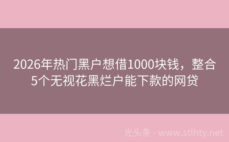 2026年热门黑户想借1000块钱,整合5个无视花黑烂户能下款的网贷