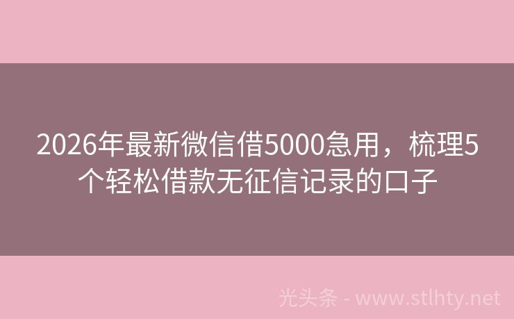 2026年最新微信借5000急用,梳理5个轻松借款无征信记录的口子