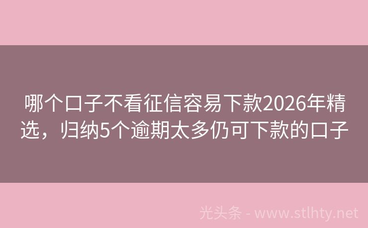 哪个口子不看征信容易下款2026年精选,归纳5个逾期太多仍可下款的口子