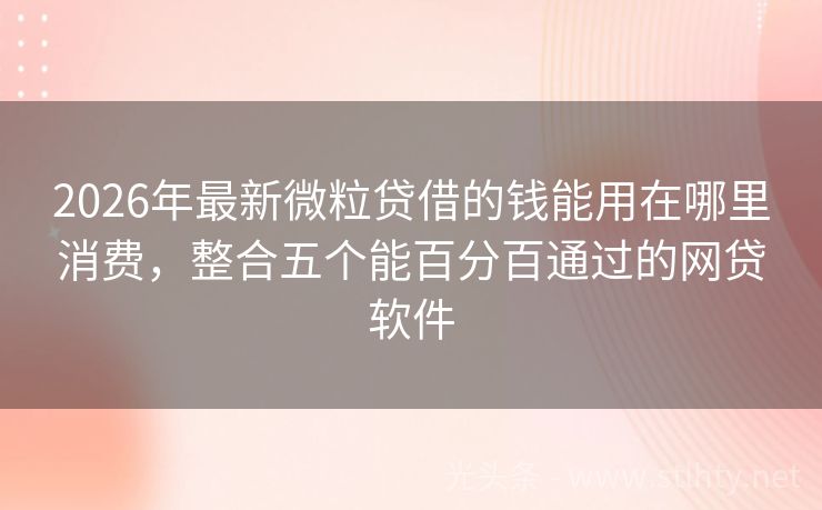 2026年最新微粒贷借的钱能用在哪里消费,整合五个能百分百通过的网贷软件