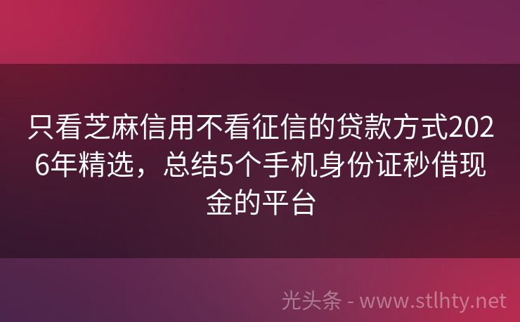 只看芝麻信用不看征信的贷款方式2026年精选,总结5个手机身份证秒借现金的平台