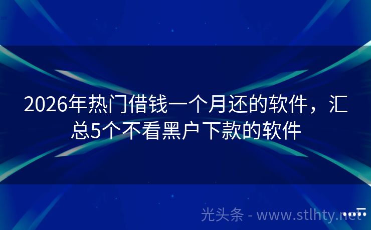 2026年热门借钱一个月还的软件,汇总5个不看黑户下款的软件