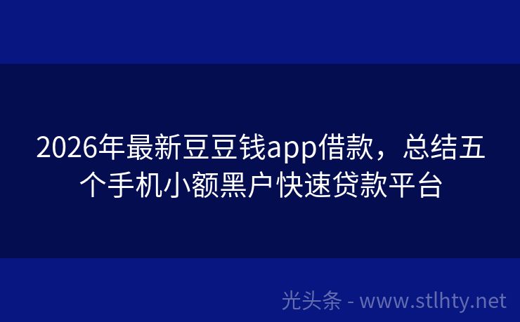 2026年最新豆豆钱app借款,总结五个手机小额黑户快速贷款平台