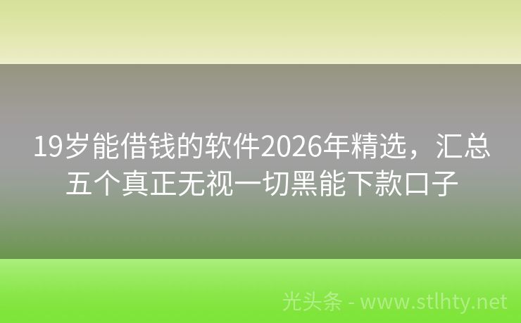 19岁能借钱的软件2026年精选,汇总五个真正无视一切黑能下款口子