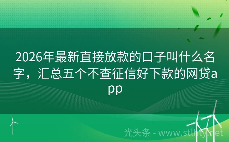 2026年最新直接放款的口子叫什么名字,汇总五个不查征信好下款的网贷app