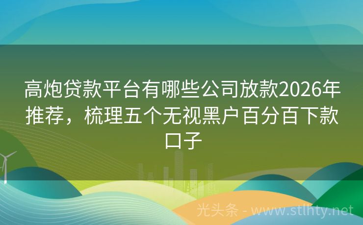 高炮贷款平台有哪些公司放款2026年推荐,梳理五个无视黑户百分百下款口子