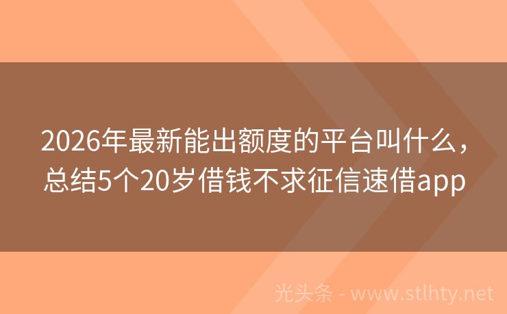 2026年最新能出额度的平台叫什么,总结5个20岁借钱不求征信速借app