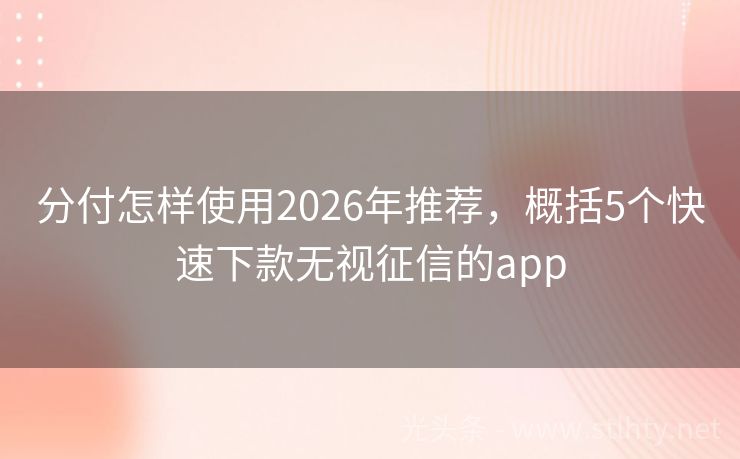 分付怎样使用2026年推荐,概括5个快速下款无视征信的app
