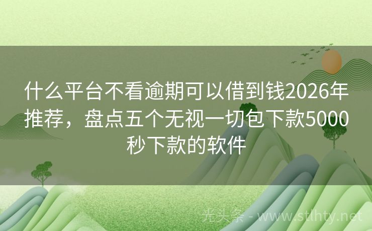 什么平台不看逾期可以借到钱2026年推荐,盘点五个无视一切包下款5000秒下款的软件