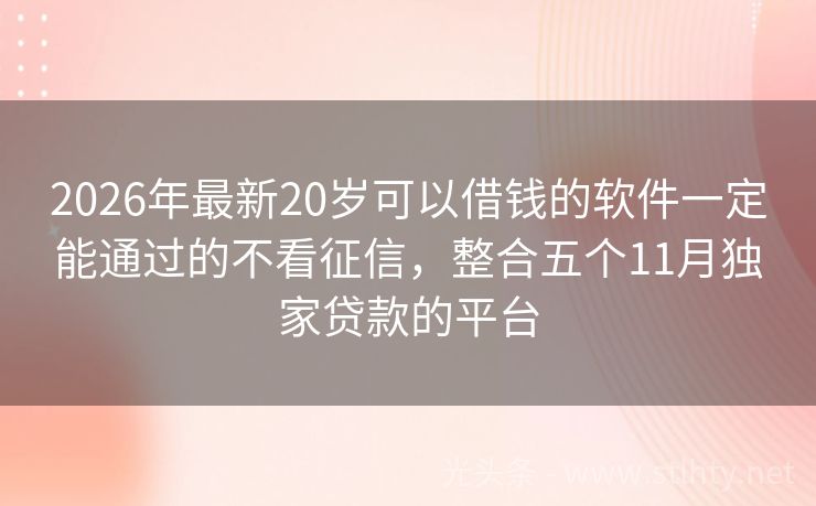 2026年最新20岁可以借钱的软件一定能通过的不看征信,整合五个11月独家贷款的平台
