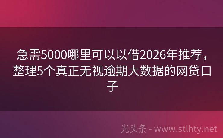 急需5000哪里可以以借2026年推荐,整理5个真正无视逾期大数据的网贷口子
