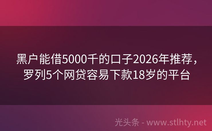 黑户能借5000千的口子2026年推荐,罗列5个网贷容易下款18岁的平台