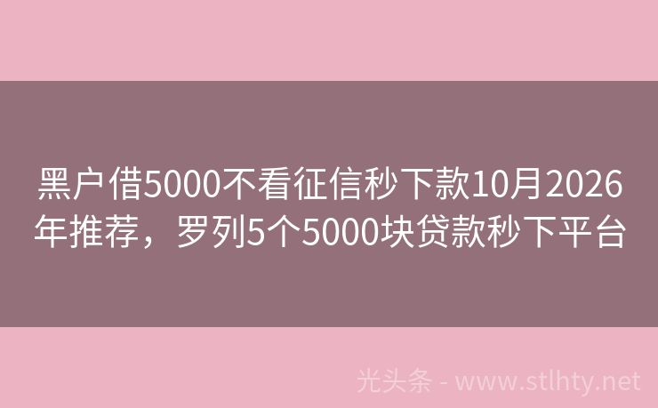 黑户借5000不看征信秒下款10月2026年推荐,罗列5个5000块贷款秒下平台