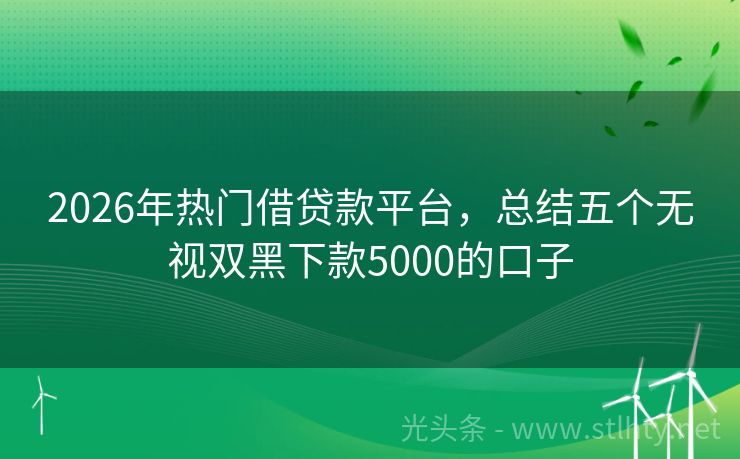 2026年热门借贷款平台,总结五个无视双黑下款5000的口子