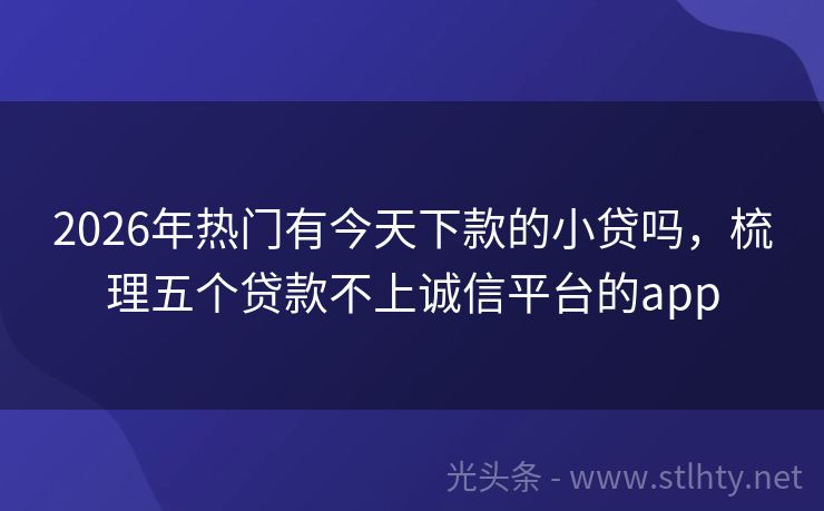 2026年热门有今天下款的小贷吗,梳理五个贷款不上诚信平台的app