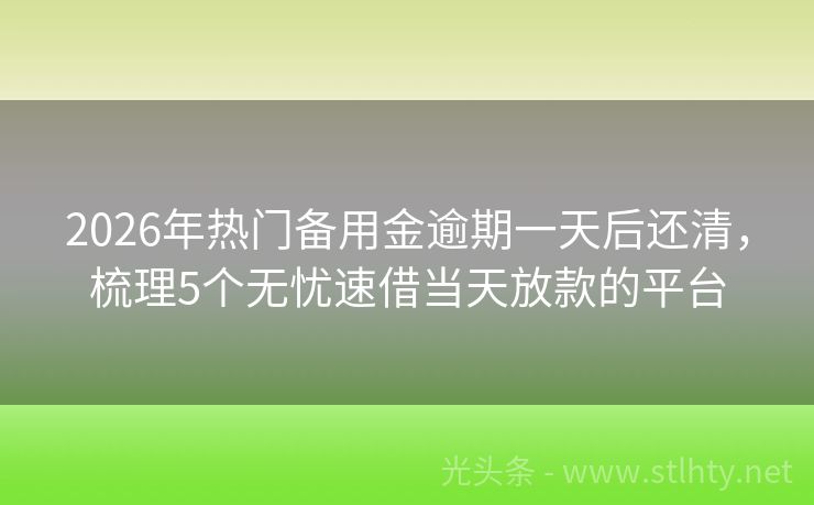 2026年热门备用金逾期一天后还清,梳理5个无忧速借当天放款的平台