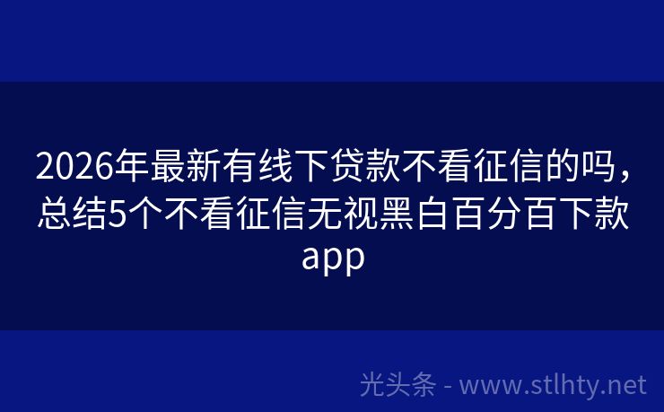 2026年最新有线下贷款不看征信的吗,总结5个不看征信无视黑白百分百下款app