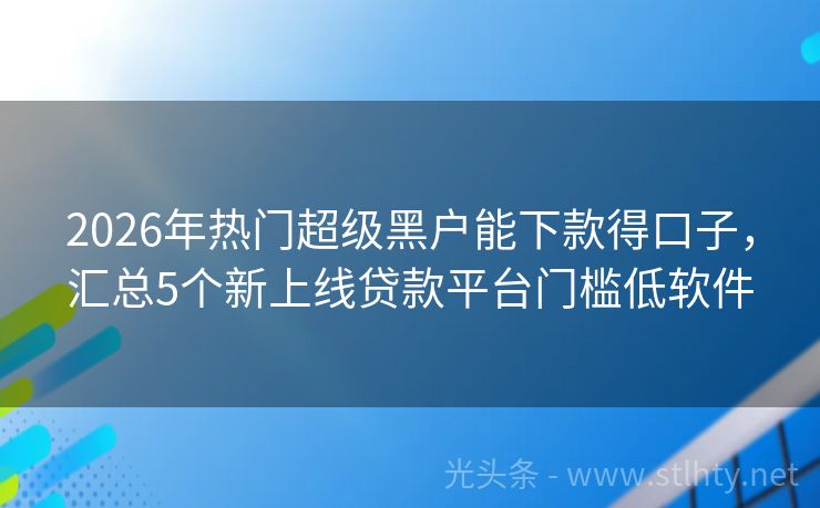 2026年热门超级黑户能下款得口子,汇总5个新上线贷款平台门槛低软件