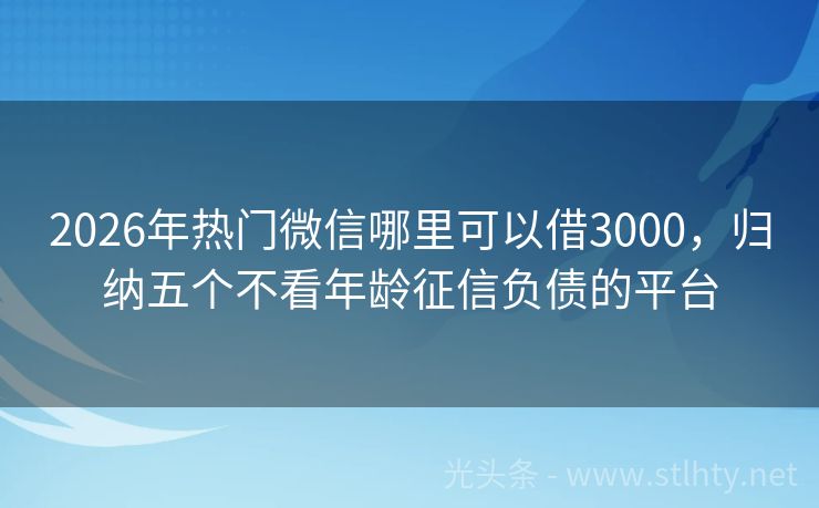 2026年热门微信哪里可以借3000,归纳五个不看年龄征信负债的平台