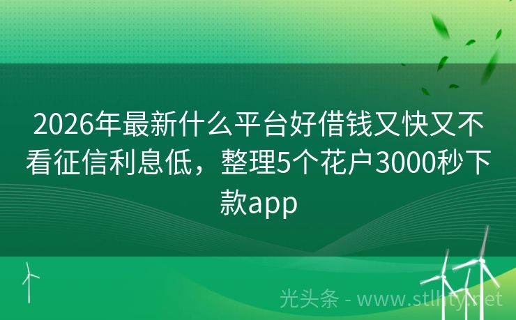 2026年最新什么平台好借钱又快又不看征信利息低,整理5个花户3000秒下款app