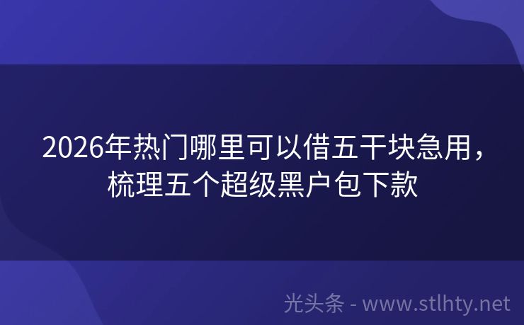 2026年热门哪里可以借五干块急用,梳理五个超级黑户包下款