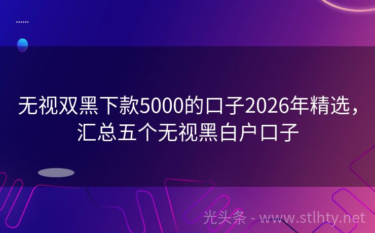 无视双黑下款5000的口子2026年精选,汇总五个无视黑白户口子