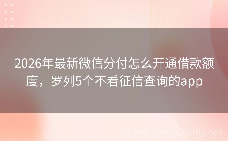 2026年最新微信分付怎么开通借款额度,罗列5个不看征信查询的app