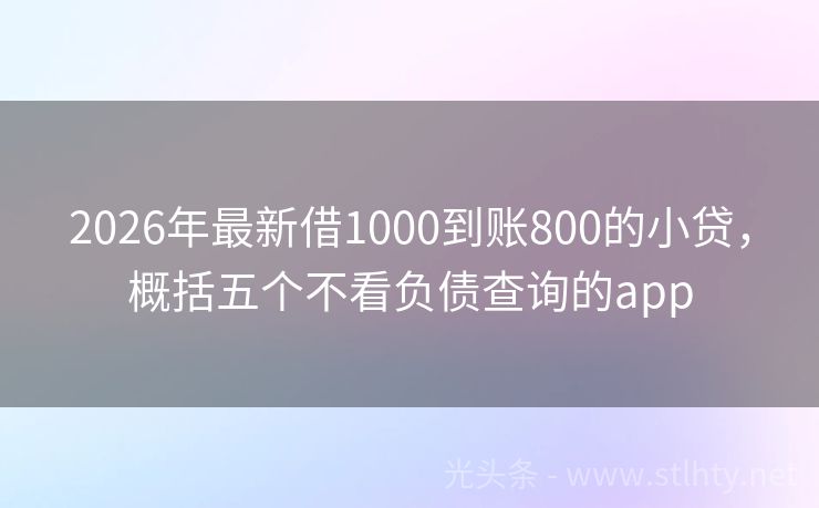 2026年最新借1000到账800的小贷,概括五个不看负债查询的app