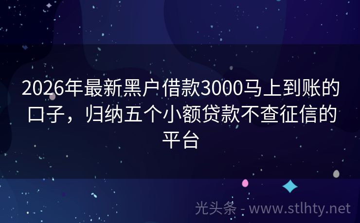 2026年最新黑户借款3000马上到账的口子,归纳五个小额贷款不查征信的平台