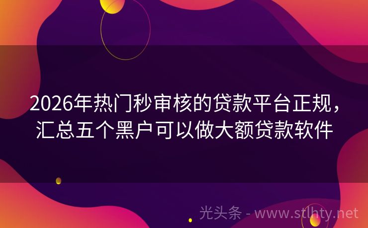 2026年热门秒审核的贷款平台正规,汇总五个黑户可以做大额贷款软件