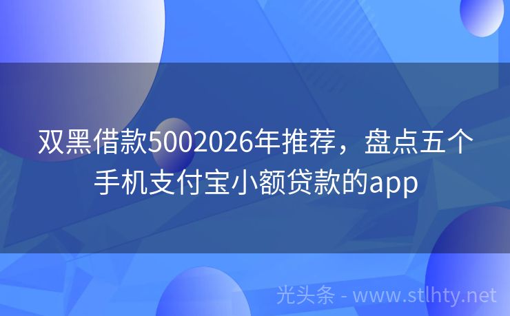 双黑借款5002026年推荐,盘点五个手机支付宝小额贷款的app