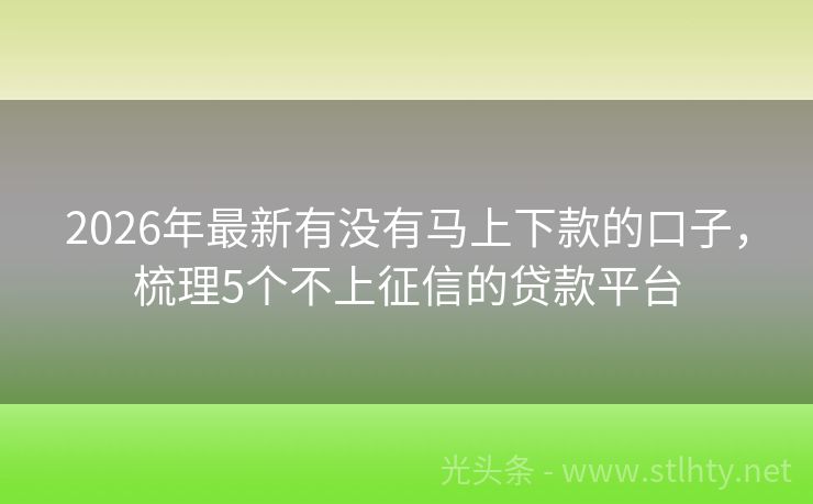 2026年最新有没有马上下款的口子,梳理5个不上征信的贷款平台