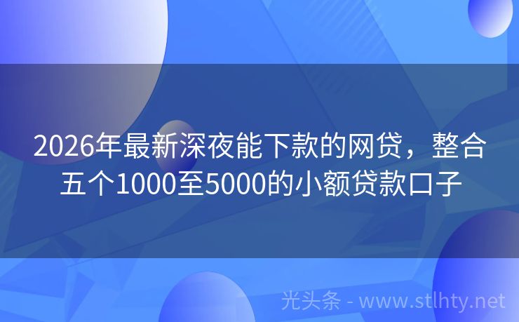 2026年最新深夜能下款的网贷,整合五个1000至5000的小额贷款口子