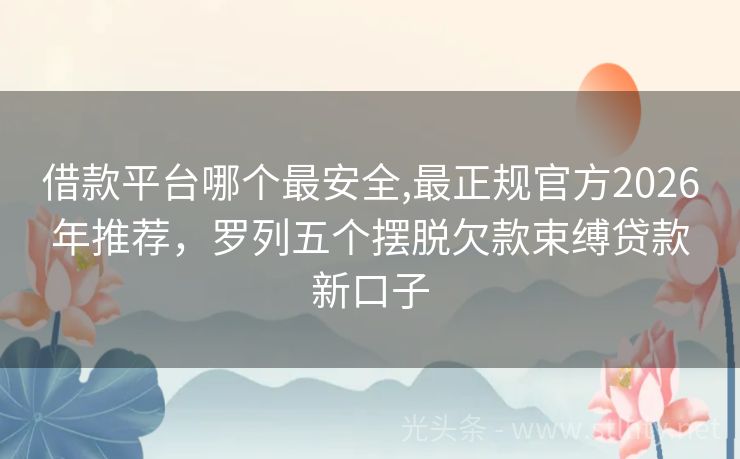 借款平台哪个最安全,最正规官方2026年推荐,罗列五个摆脱欠款束缚贷款新口子