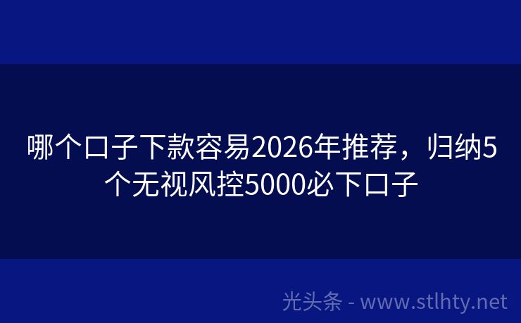 哪个口子下款容易2026年推荐,归纳5个无视风控5000必下口子