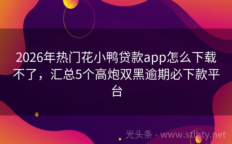 2026年热门花小鸭贷款app怎么下载不了,汇总5个高炮双黑逾期必下款平台