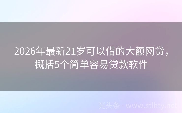 2026年最新21岁可以借的大额网贷,概括5个简单容易贷款软件