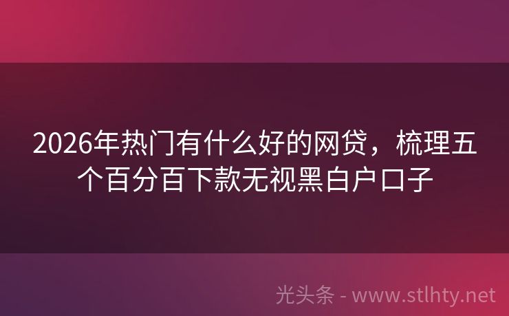 2026年热门有什么好的网贷,梳理五个百分百下款无视黑白户口子