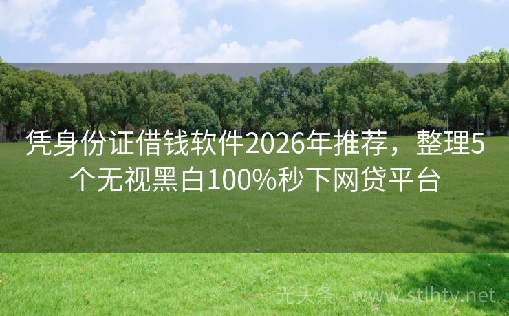凭身份证借钱软件2026年推荐,整理5个无视黑白100%秒下网贷平台