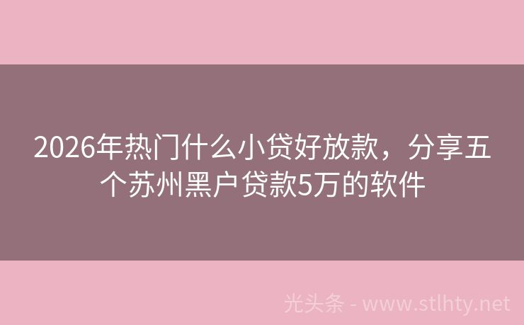 2026年热门什么小贷好放款,分享五个苏州黑户贷款5万的软件