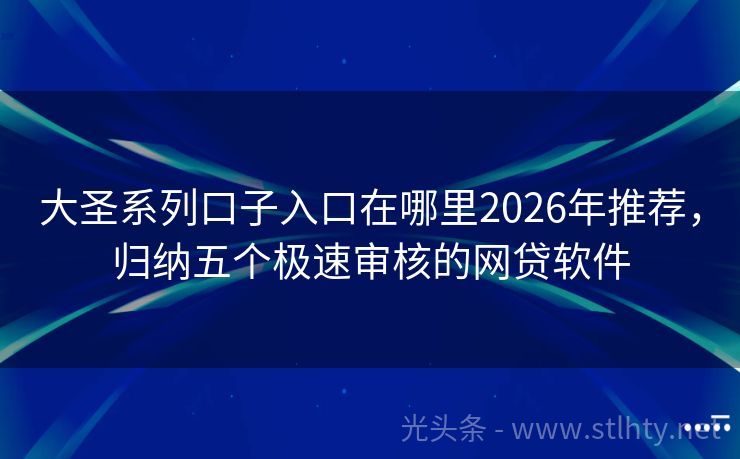 大圣系列口子入口在哪里2026年推荐,归纳五个极速审核的网贷软件