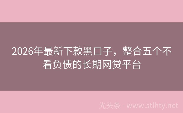 2026年最新下款黑口子,整合五个不看负债的长期网贷平台