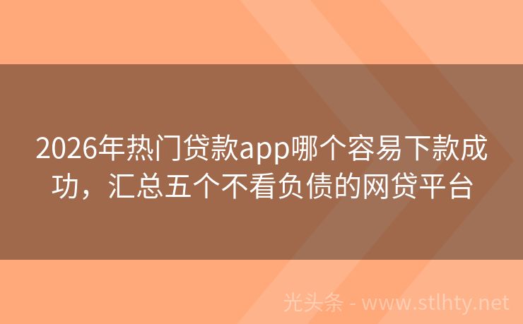 2026年热门贷款app哪个容易下款成功,汇总五个不看负债的网贷平台