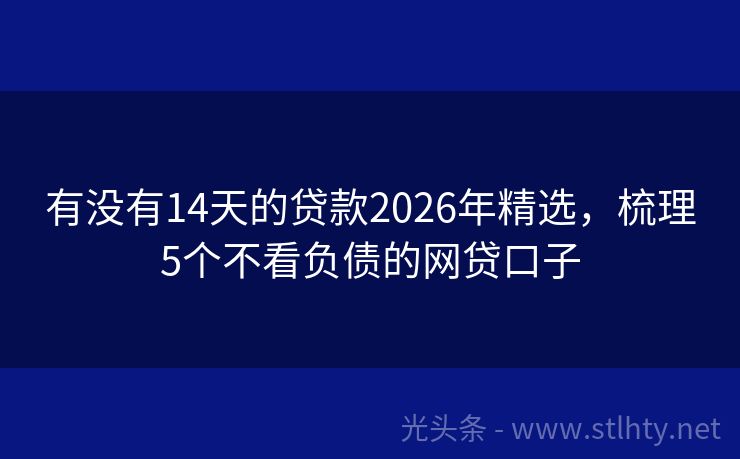 有没有14天的贷款2026年精选,梳理5个不看负债的网贷口子