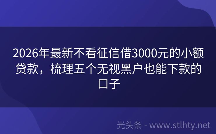 2026年最新不看征信借3000元的小额贷款,梳理五个无视黑户也能下款的口子
