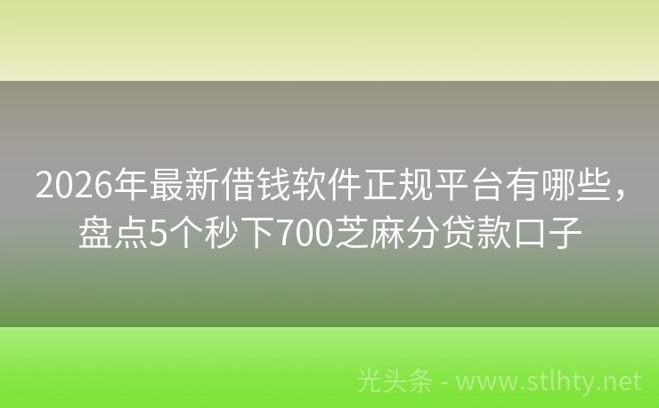 2026年最新借钱软件正规平台有哪些,盘点5个秒下700芝麻分贷款口子