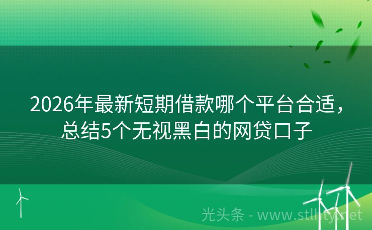 2026年最新短期借款哪个平台合适,总结5个无视黑白的网贷口子