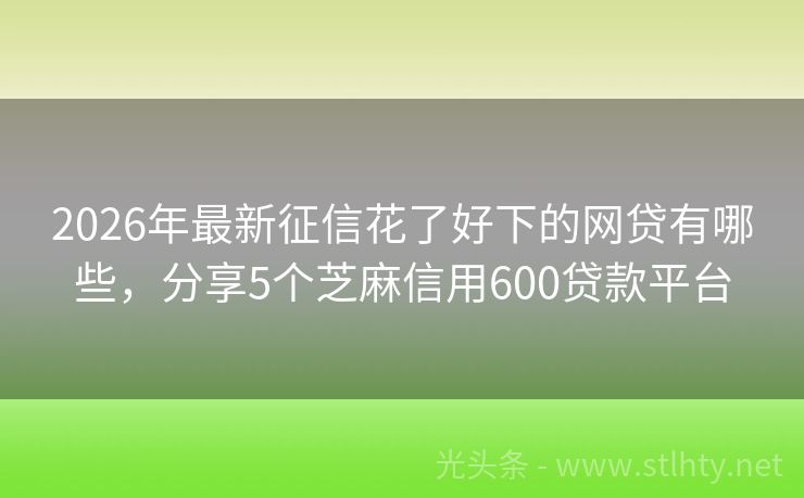 2026年最新征信花了好下的网贷有哪些,分享5个芝麻信用600贷款平台