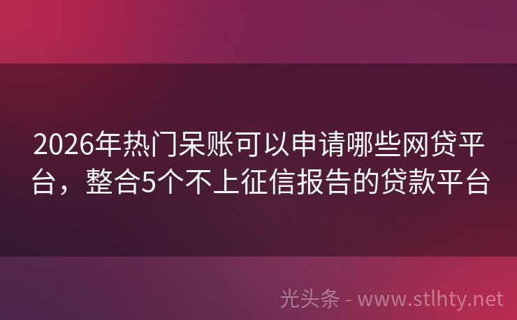 2026年热门呆账可以申请哪些网贷平台,整合5个不上征信报告的贷款平台