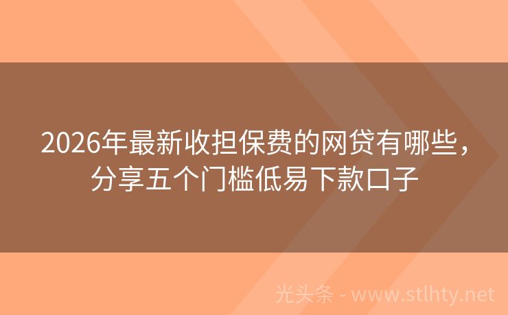 2026年最新收担保费的网贷有哪些,分享五个门槛低易下款口子